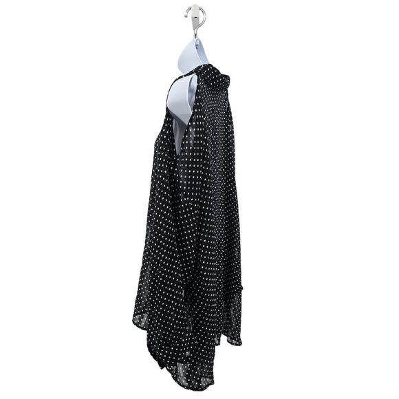 Lane Bryant Black White Polka Dot Button Up Shirt WMS 18/20 Sheer Cold Shoulder - Picture 5 of 8